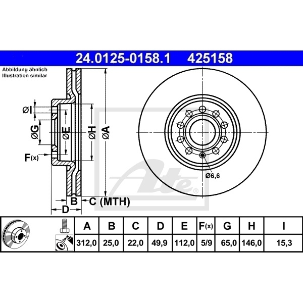 ATE Bremsenset vorne Bremsscheiben + Bremsbeläge VW TIGUAN