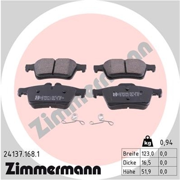 ZIMMERMANN Bremsscheiben + Bremsbeläge Ford Focus C-Max Focus II vorne+hinten