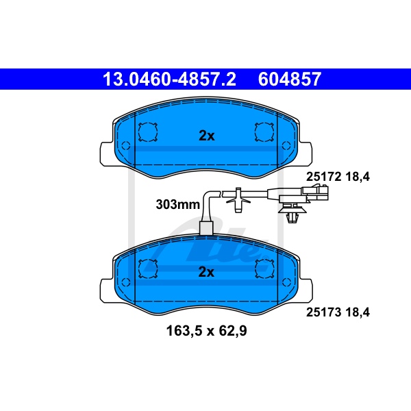 ATE Bremsscheiben 305mm Massiv, Voll + Beläge hinten für OPEL Movano