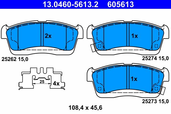 ATE 13.0460-5613.2 Bremsbeläge für Daihatsu 04465B1110 04491B2010