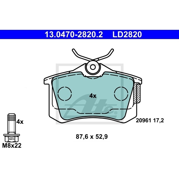 ATE Bremsscheiben Ceramicbeläge hinten für SKODA Octavia 1U Fabia 6Y Roomster 5J
