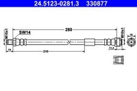 Ate 24.5123-0281.3 Bremsschlauch Hinterachse Vorderachse für Mercedes Benz