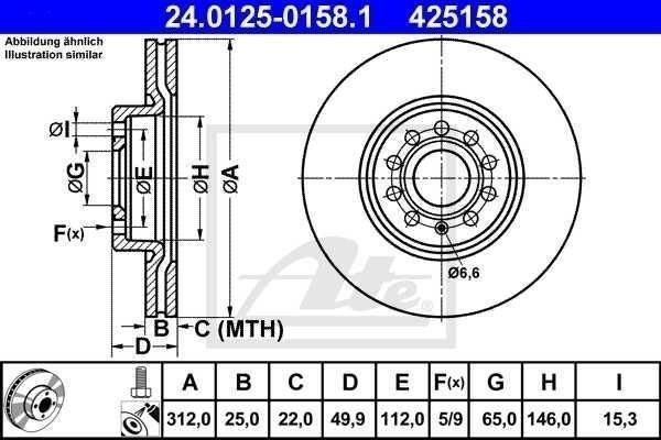 ATE Bremsscheiben Bremsen Set vorne für VW Passat 3C5 2.0 TDI