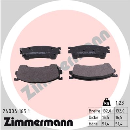 ZIMMERMANN BREMSSCHEIBEN 258mm + BELÄGE VORNE für MAZDA 323 F/S VI (BJ)
