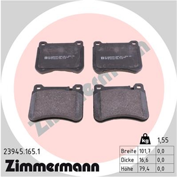 Zimmermann Kit Sport Bremsscheiben + Beläge + Wako für MERCEDES W203 C209 vorne