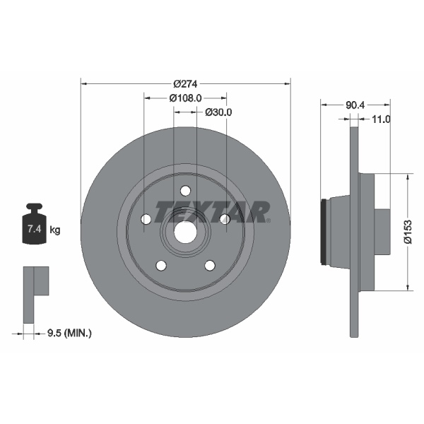 Textar Bremsscheiben 274mm Beläge hinten für MERCEDES Citan W415 Ab Bj. 2012