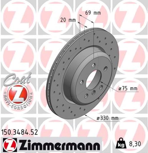 Zimmermann Sport Bremsscheiben+Beläge vorne+hinten für BMW 5Er F10 F18 F11