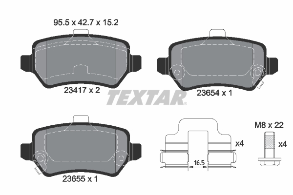 TEXTAR BREMSSCHEIBEN 240mm + BELÄGE HINTEN für OPEL MERIVA A
