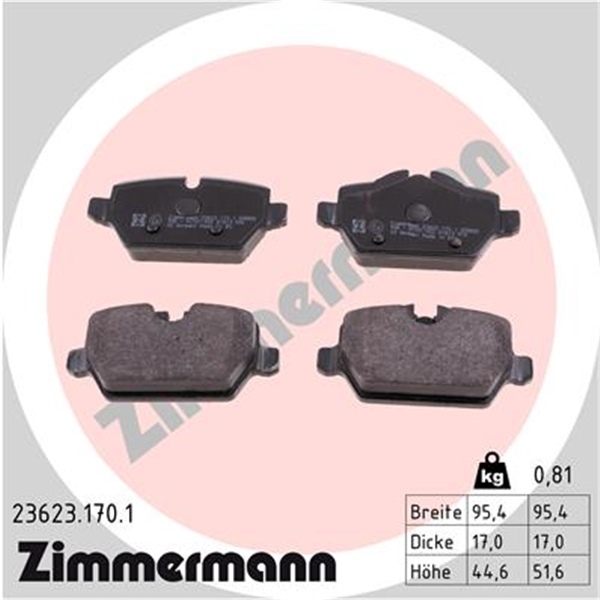 Zimmermann Bremsscheiben+Beläge vorne+hinten für BMW 1Er E81 E87 116I 116D