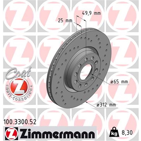 Zimmermann Sport Bremsscheiben Beläge vorne für AUDI Tt 8J 8J3 8J9 Coupe