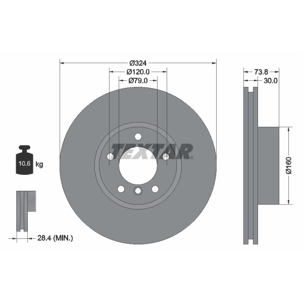 Textar Bremsscheiben 324mm + Beläge vorne für BMW 5Er E39 530I 535I 540I 530D