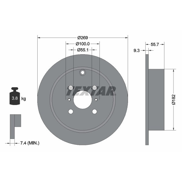 Textar Bremsenset hinten Bremsscheiben + Bremsbeläge für TOYOTA Yaris