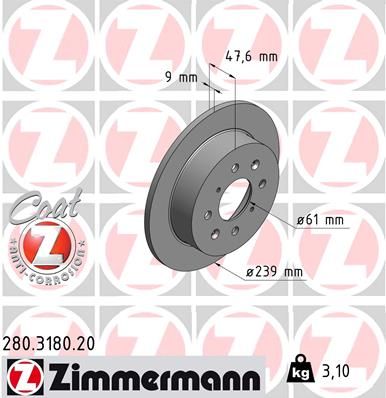ZIMMERMANN Bremsscheibe Coat Z 280.3180.20