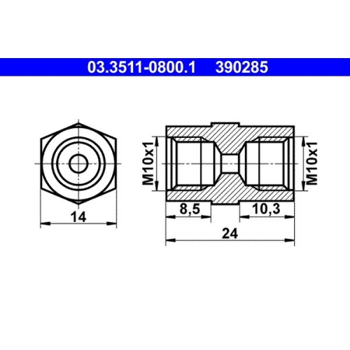 Ate 03.3511-0800.1 Adapter Bremsleitung für Daf Porsche Volvo Vag Ferrari