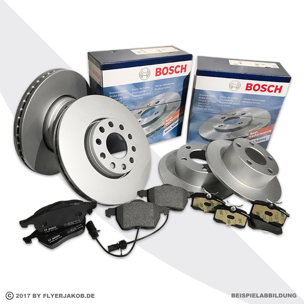 Bosch Bremsscheiben + Beläge vorne + hinten für AUDI für SEAT für VW 
