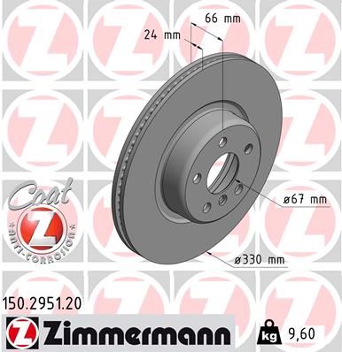 ZIMMERMANN Bremsscheibe Vollguss Coat Z 150.2951.20