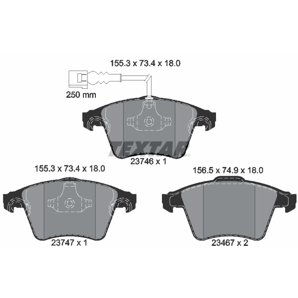 Textar Bremsenset vorne Bremsscheiben Bremsbeläge für VW T5 2E4