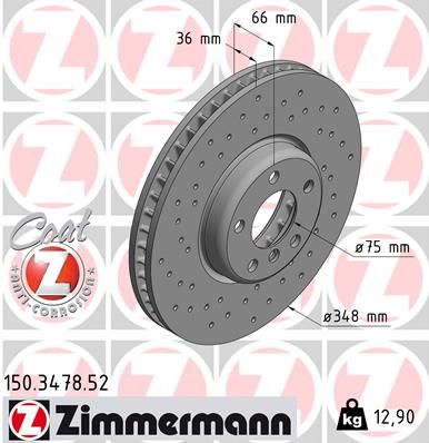 ZIMMERMANN Bremsscheibe Vollguss Sport Z 150.3478.52