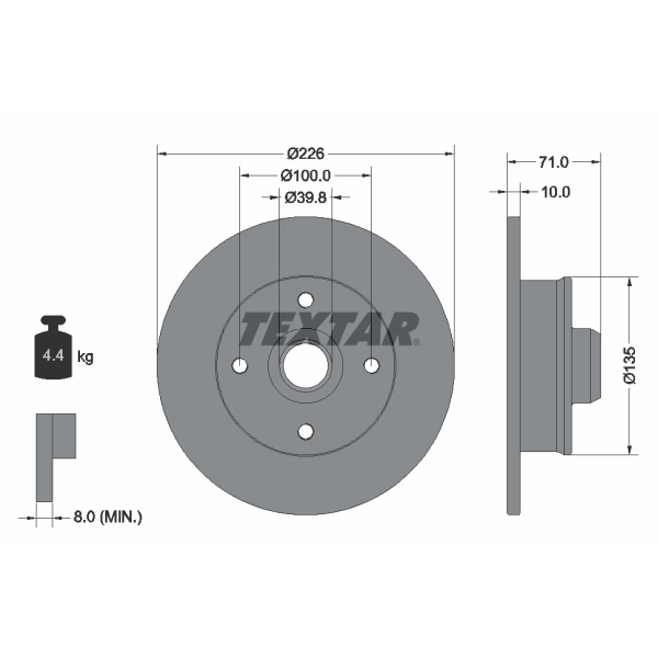 Textar Bremsenset hinten Bremsscheiben Bremsbeläge für VW Golf Iv Cabriolet