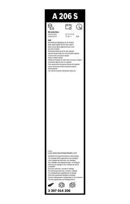 BOSCH Wischblattsatz A206S 3397014206