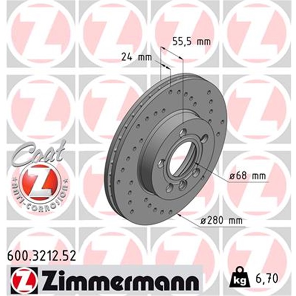 Zimmermann Bremsen Kit Sport Bremsscheiben + Beläge für VW T4 15 Zoll 1Lu vorne