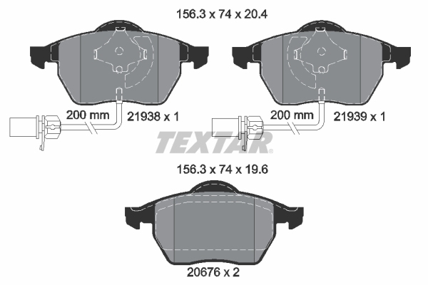 TEXTAR BREMSEN BREMSSCHEIBEN KIT VORNE HINTEN VW PASSAT Variant 3B5 1.9 TDI