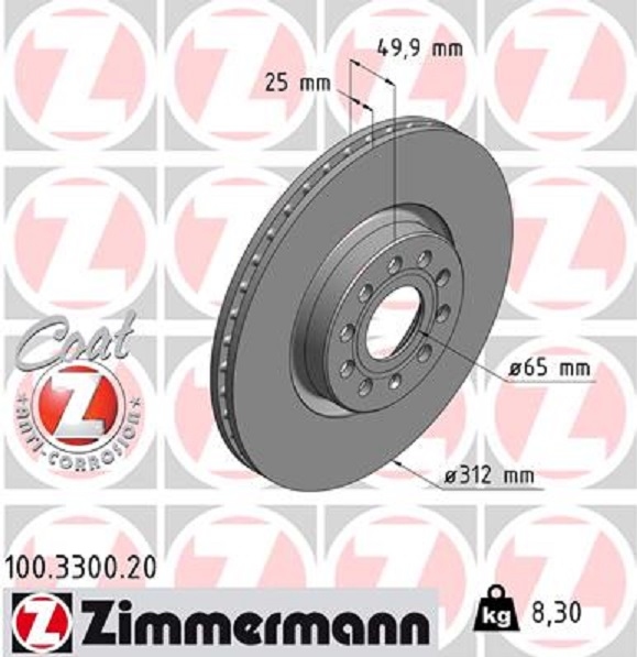 ZIMMERMANN BREMSSCHEIBEN + BELÄGE VORNE + HINTEN PASSAT B8 Variant (3G5, CB5)
