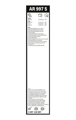 BOSCH Wischblattsatz AR997S 3397118997