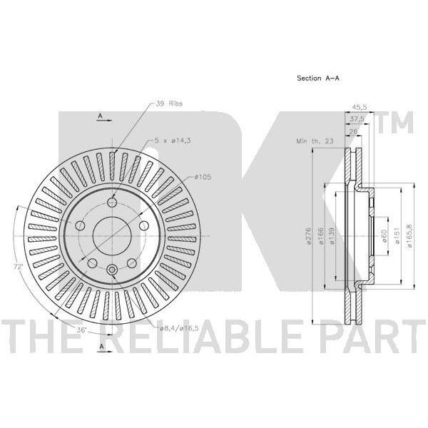 NK Bremsscheiben Ø276mm + Beläge vorne für OPEL Astra J Limo Gtc Sports Tourer