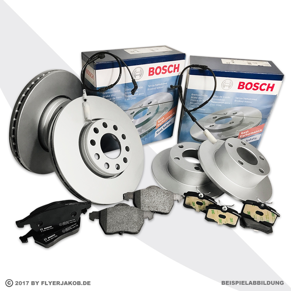 Bosch Bremsscheiben + Beläge + Wk für MERCEDES C219/W211 vorne + hinten