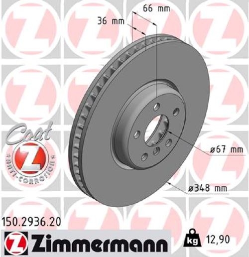 Zimmermann BREMSSCHEIBEN + BELÄGE VORNE für BMW G30 348 mm hochgekohlt