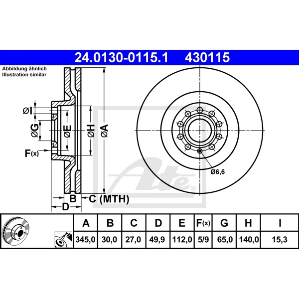 ATE BREMSSCHEIBEN BELÄGE VORNE HINTEN für VW GOLF 6 2.0 R GTi TSI AUDI S3