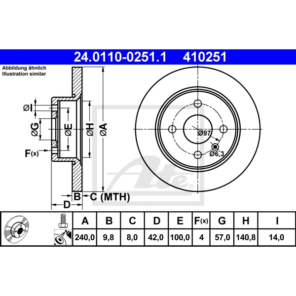 ATE Bremsenset vorne + hinten Bremsscheiben + Bremsbeläge OPEL ASTRA G CC