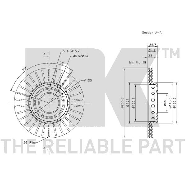 NK Bremsscheiben 256mm + Beläge vorne für AUDI A2 1.4 + Tdi 1.6 Fsi