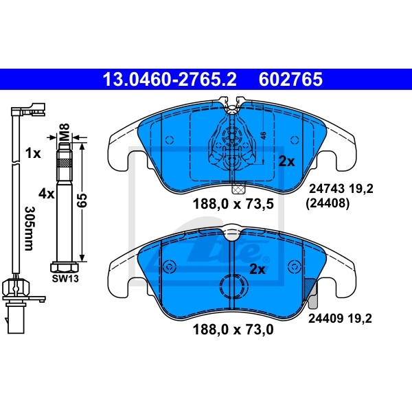 ATE POWERDISC BREMSSCHEIBEN Ø320mm+BELÄGE VORNE AUDI Q5 [8R] PR=1LA