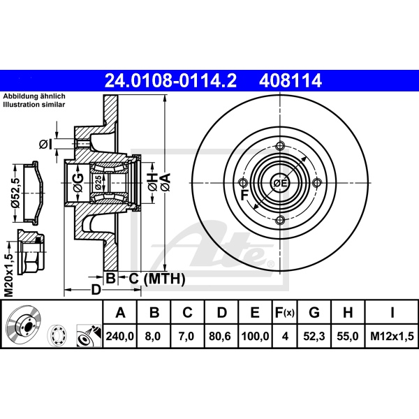 ATE Bremsenset vorne + hinten Bremsscheiben + Bremsbeläge für RENAULT Clio Iii
