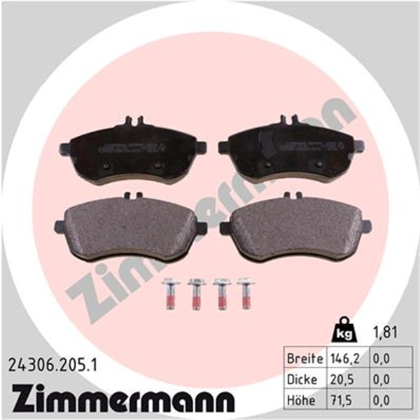 Zimmermann Bremsscheiben Beläge vorne hinten für MERCEDES C 220 Cdi T Avantgarde