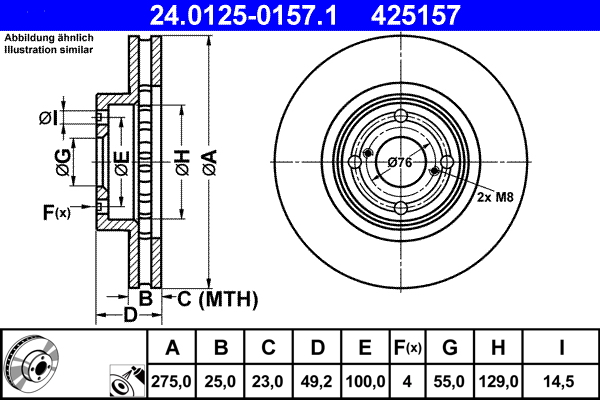ATE BREMSSCHEIBEN 275mm + BELÄGE VORNE passend für TOYOTA COROLLA E12