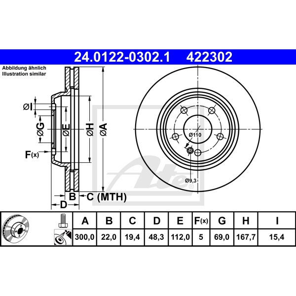 ATE Bremsscheiben Ø300Mm Ceramicbeläge Wk Für Mercedes E-Klasse W213 S213 hinten