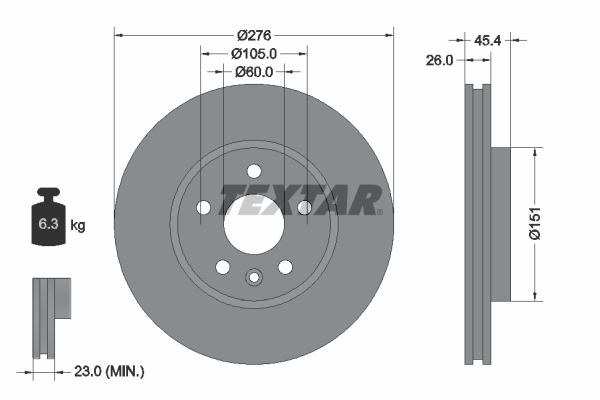 TEXTAR BREMSSCHEIBEN 276mm BELÄGE VORNE für OPEL ASTRA K Limo + Kombi