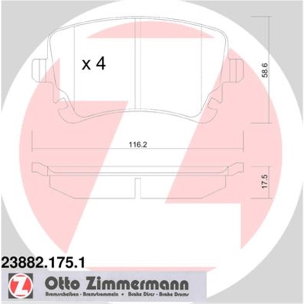 Zimmermann Bremsen Set 2 Bremsscheiben 4 Bremsbeläge hinten Audi A4 8Ec B7 S4