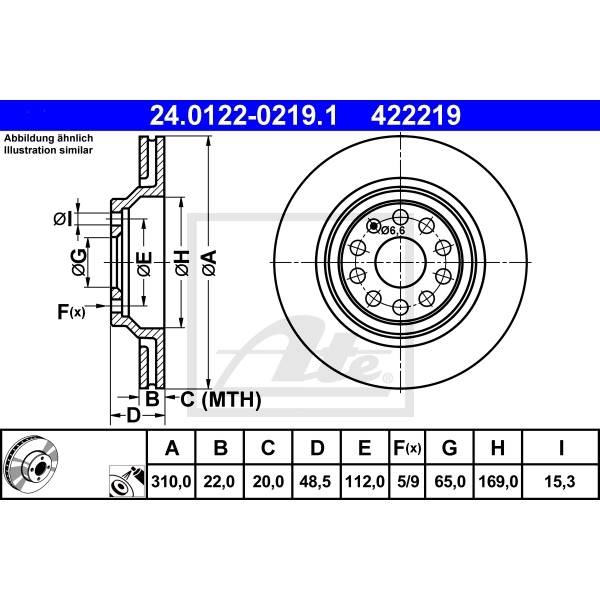 ATE BREMSSCHEIBEN BELÄGE VORNE HINTEN für VW GOLF 6 2.0 R GTi TSI AUDI S3