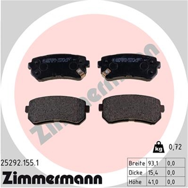 Zimmermann Bremsscheiben + Beläge hinten für HYUNDAI Ix35 für KIA Sportage