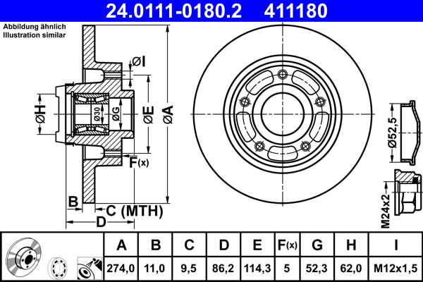 ATE BREMSSCHEIBEN 274mm + BELÄGE HINTEN für RENAULT SCENIC 3