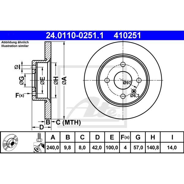 ATE Bremsenset vorne + hinten Bremsscheiben + Bremsbeläge für OPEL Astra G Cc