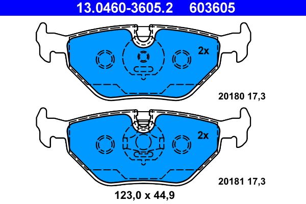 ATE 13.0460-3605.2 Bremsbeläge für BMW MG Rover 342116533 342165235