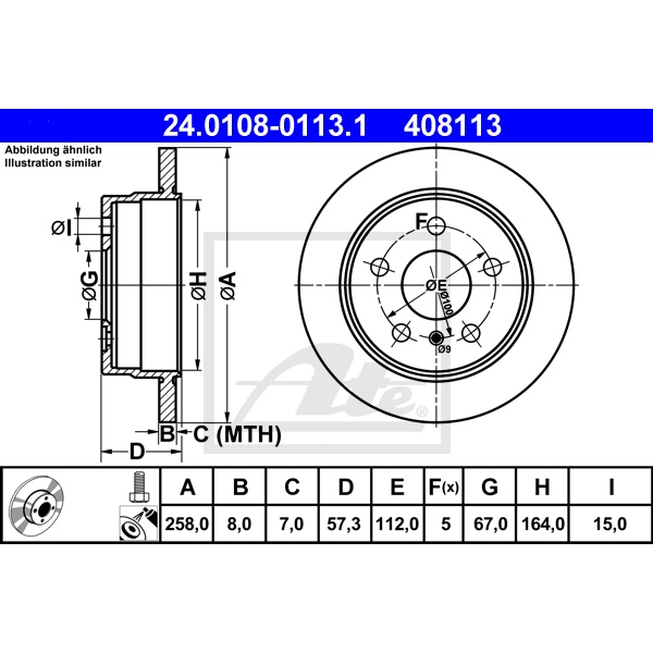 ATE Bremsscheiben Beläge hinten für MERCEDES A-Klasse W169 B-Klasse W245
