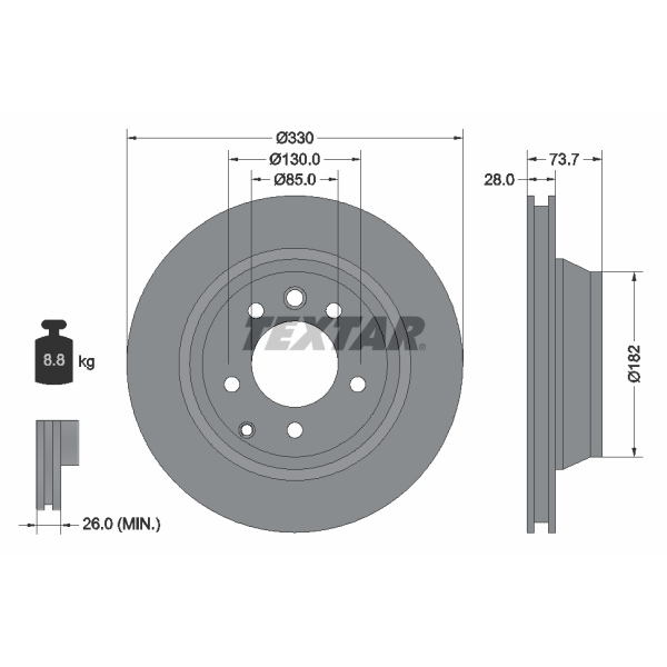 TEXTAR Bremsscheiben + Beläge für PORSCHE CAYENNE (92A) VW TOUAREG (7P) Hinten