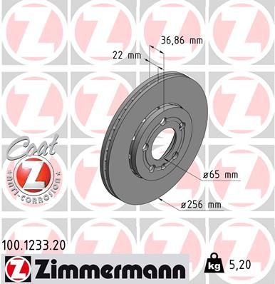 ZIMMERMANN Bremsscheibe Coat Z 100.1233.20