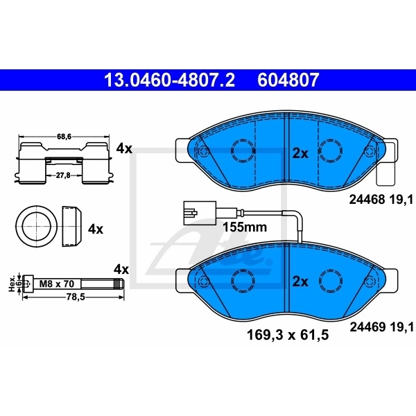 ATE Bremsenset vorne Bremsscheiben + Bremsbeläge FIAT DUCATO Kasten